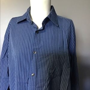 Womens Claiborne Black and blue stripe Button up